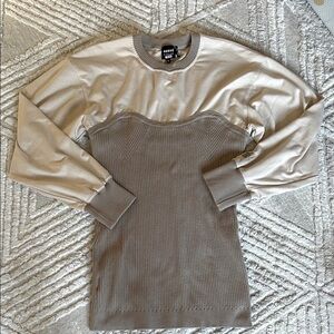 Herve leger Beige and Brown Long Sleeve Sweater dress